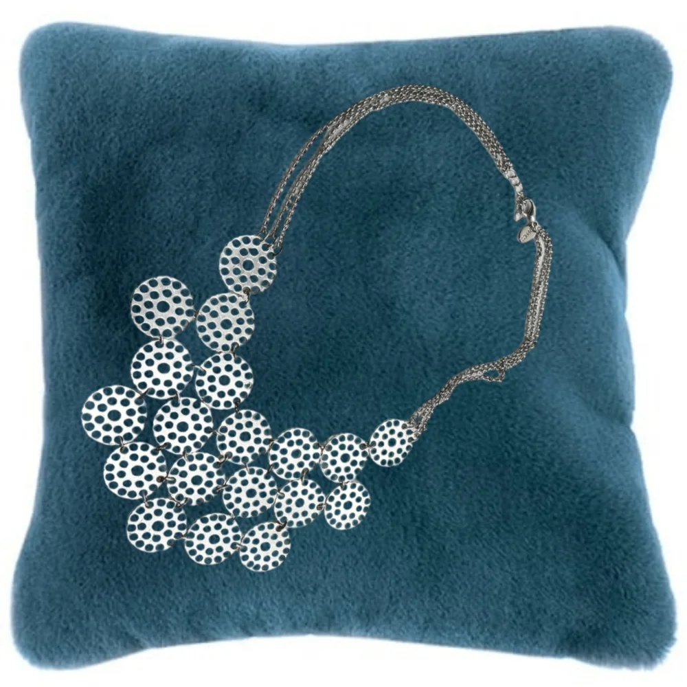 Express - Silver Tone Necklace with Perforated Disks